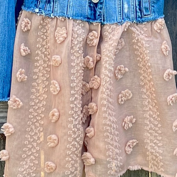 Women’s Boho Upcycled Handcrafted Embellished Blue Jean Denim Jacket - Picture 4 of 6